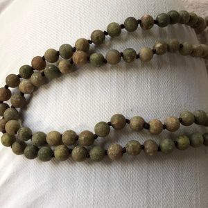 NWT 17 inches long raw greenish stone necklace